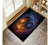MLSOWM Alfombra de Pelo Corto 40x60cm, Alfombra Entrada Casa Símbolo Yin-Yang Felpudo Vórtice De Humo Antideslizante Lavables en Lavadora para Habitacion BañO Cocina Exterior, Gris Azul