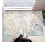 MLSOWM Alfombra de Pelo Corto 40x60cm, Alfombra Entrada Casa Textura De Vid Desgastada Felpudo Estilo Barroco Francés Antideslizante Lavables en Lavadora para Habitacion BañO Cocina Exterior, Gris