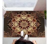 MLSOWM Alfombra de Pelo Corto 60x90cm, Alfombra Entrada Casa Hermosas Flores Retro Felpudo Mandala Antideslizante Lavables en Lavadora para Habitacion BañO Cocina Exterior, Burdeos