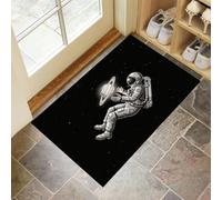 MLSOWM Alfombra de Puerta Pelo Corto Astronautas Felpudo Entrada Casa Tema De Ciencia Ficción Espacial Tapetes Antideslizante Lavables 50x80cm para Baño, Patio, Pasillo, Gris