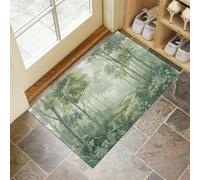 MLSOWM Alfombra de Puerta Pelo Corto Sendero del Bosque Brumoso Felpudo Entrada Casa Selva Tropical En Pintura A Tinta Tapetes Antideslizante Lavables 60x120cm para Baño, Patio, Pasillo, Verde Claro