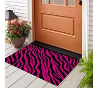 MLSOWM Alfombra de Rayas Dinámicas, 50x80cm Felpudo Entrada Casa Rayas Onduladas De Cebra Alfombras de Decoración Lavable Y Antideslizante para el Pasillo, el Salón, el Baño, la Cocina, Magenta