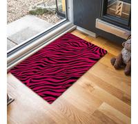 MLSOWM Alfombra de Texturas Animales, 90x150cm Felpudo Entrada Casa Rayas Cebra Color Rosa Brillante Alfombras de Decoración Lavable Y Antideslizante para el Pasillo, el Salón, el Baño, la Cocina,