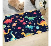 MLSOWM Alfombra Dinosaurio Espacial de Pelo Corto, 40x60cm Felpudo Entrada Casa Dinosaurios Dibujos Animados Planetas Antideslizante Lavables en Lavadora Tapetes para Habitacion Comedor Dormitorio