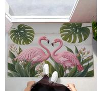 MLSOWM Alfombra Entrada Casa, 50x80cm Felpudo Exterior e Interior Flamencos Antideslizante Alfombrilla Estilo Tropical Fácil de Limpiar para Puerta de casa, Entrada, Cocina, Pasillo, Verde Salvia