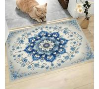 MLSOWM Alfombra Entrada Casa 60x120cm Felpudo Absorbente Precioso Diseño Floral Retro Alfombra para Puerta Decoraciones Persas Antiguas Alfombrilla Antideslizante para Puerta, Pasillo, Jardín, Beige