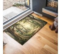MLSOWM Alfombra Entrada Casa, 80x120cm Felpudo Exterior e Interior Helechos A Lo Largo Sendero Tierra Antideslizante Alfombrilla Bosque Dibujos Animados para Puerta de casa, Entrada, Cocina, Pasillo