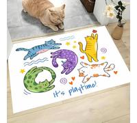 MLSOWM Alfombra Estilo De Gato Juguetón de Pelo Corto, 60x90cm Felpudo Entrada Casa Gato Jugando Antideslizante Lavables en Lavadora Tapetes para Habitacion Comedor Dormitorio, Morado Claro