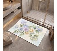 MLSOWM Alfombra Flores De Lujo Antideslizante Lavable en Lavadora, 60x120cm | Felpudo de Entrada Rosas Hortensias con Microfibras Suaves Absorbentes para Perro, Entrada, Puerta y Pasillo