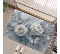 MLSOWM Alfombra Interior Mariposa Rosa Antideslizante y Absorbente, Felpudo de Entrada Estilo Surrealista Alfombra Lavable en Lavadora para Pasillos, Cocina, Baño, 40x60cm, Gris Azulado
