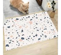 MLSOWM Alfombra Pequeña Entrada Casa, 40x60cm Felpudo Bloques De Terrazo Antideslizante Lavables en Lavadora Tapetes Pelo Corto Arte Moderno Perfil Bajo para Entrada, Cocina, Habitacion, Gris Claro