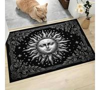 MLSOWM Alfombra Pequeña Entrada Casa, 40x60cm Felpudo Diseño Cósmico Antideslizante Lavables en Lavadora Tapetes Pelo Corto Estilo Bohemio Perfil Bajo para Entrada, Cocina, Habitacion, Gris Carbón