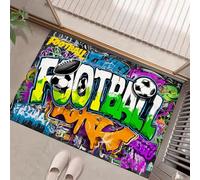 MLSOWM Alfombra Pequeña Entrada Casa, 40x60cm Felpudo Fútbol De Grafiti Antideslizante Lavables en Lavadora Tapetes Pelo Corto Estilo Genial Perfil Bajo para Entrada, Cocina, Habitacion, Multicolor