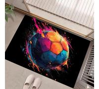 MLSOWM Alfombra Pequeña Entrada Casa, 40x60cm Felpudo Fútbol De Grafiti Antideslizante Lavables en Lavadora Tapetes Pelo Corto Estilo Genial Perfil Bajo para Entrada, Cocina, Habitacion, Negro
