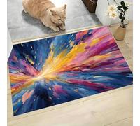 MLSOWM Alfombra Pequeña Entrada Casa, 40x60cm Felpudo Pinceladas Caóticas Antideslizante Lavables en Lavadora Tapetes Pelo Corto Un Festín Visual Perfil Bajo para Entrada, Cocina, Habitacion, Púrpura