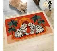 MLSOWM Alfombra Pequeña Entrada Casa, 40x60cm Felpudo Tienda Tigre Antideslizante Lavables en Lavadora Tapetes Pelo Corto Estatuas Indias Perfil Bajo para Entrada, Cocina, Habitacion, Naranja
