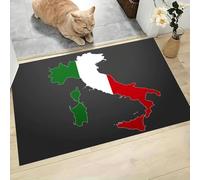 MLSOWM Alfombra Pequeña Entrada Casa, 50x80cm Felpudo Bandera Italiana Antideslizante Lavables en Lavadora Tapetes Pelo Corto Mapa De Italia Perfil Bajo para Entrada, Cocina, Habitacion, Gris Oscuro