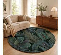 MLSOWM Alfombra Redonda Higuera Hoja Violín Y Lirio Cala, 90cm Alfombra de Pelo Corto Hojas Florales Tropicales Lujo Lavable Antideslizante Tapetes Muy Suave para Sala, Dormitorio, Esmeralda