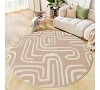 MLSOWM Alfombra Redonda Laberinto Abstracto, 100cm, Alfombras Pelo Corto Estilo Bohemio Alfombra de Área Redonda Antideslizante para salón, Dormitorio, Comedor o habitación de los niños, Beige