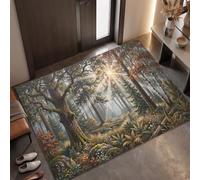 MLSOWM Alfombra Selva Tropical Retro Antideslizante Lavable en Lavadora, 60x120cm | Felpudo de Entrada Pinos Sol De Otoño con Microfibras Suaves Absorbentes para Perro, Entrada, Puerta y Pasillo