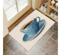 MLSOWM Alfombra Suaves Absorbentes 40x60cm Felpudos Entrada casa País Americano Antideslizante Lavable Alfombrillas Taza De Café Retro Decorativa Antifatiga con Base de Goma, Azul Bruma