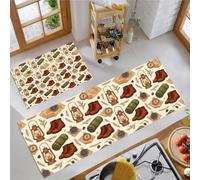 MLSOWM Alfombras de Cocina Estilo Retro Americano Antideslizantes de 2 Piezas, Tapetes de Cocina Equipo De Acampada Alfombra de Piso Lavables para Pasillo, Comedor y Entrada, 40x60cm+40x120cm
