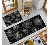 MLSOWM Alfombras de Cocina Líneas Minimalistas En Blanco Y Negro Antideslizantes de 2 Piezas, Tapetes de Cocina Telaraña Alfombra de Piso Lavables para Pasillo, Comedor y Entrada, 40x60cm+40x120cm