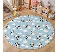 MLSOWM Alfombras Redonda Tema De Buenas Noches para Habitación de los Niños Alfombra Panda Nube Viento Muy Suave Falso Lanade, Lavable Antideslizante, Lavables en Lavadora, No se Desprenden, 90cm