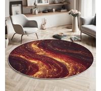 MLSOWM Alfombras Redondas 100cm Alfombra Artes Visuales Lavable Antideslizante Alfombra de Área Lava Fluyendo Terciopelo de Pelo Corto para Cocina, Halls, Balcón, Comedor, Naranja-Rojo