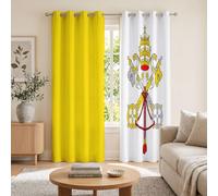 MLSOWM Cortina Opaca para Dormitorio, 2 Piezas 140x145cm Cortinas de Ventana Térmica Bandera del Vaticano con Ojales para Oscurecer la Habitación, Amarillo