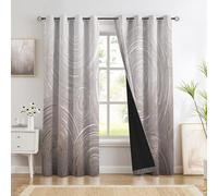 MLSOWM Cortinas Opacas 2 Piezas, 140x160cm Cortinas Termicas Aislantes Frio Y Calor Lujo Cortina Antiruido Textura De Círculos Concéntricos con Trabillas para Salon, Dormitorio, Marrón Grisáceo