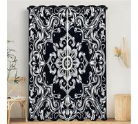 MLSOWM Cortinas Opacas Vides De Datura Cortinas Termicas Patrón Retro Aislantes Frio y Calor con Ojales para Salon Dormitorio Comedor 2 Piezas,140x245cm, Negro
