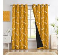 MLSOWM Cortinas para Ventanas 2 Piezas 140x260cm, Flores Silvestres Cortina Opaca Estilo Natural Pastoral Cortinas Termica Aislante Anti Luz con Ojales, Fuerte y Suave, Cúrcuma