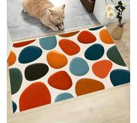 MLSOWM Felpudo Antideslizante 40x60cm - Trampa de Tierra - Felpudo Exterior e Interior Guijarros Vintage Alfombrilla Estilo Medieval Moderno para una Entrada Limpia - Fácil de Cuidar, Rojo