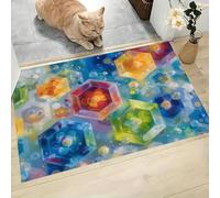 MLSOWM Felpudo Antideslizante 40x60cm - Trampa de Tierra - Felpudo Exterior e Interior Hexágono Alfombrilla Impresiones Abstractas para una Entrada Limpia - Fácil de Cuidar, Azul