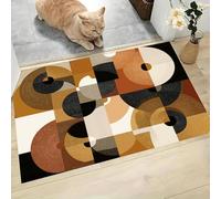 MLSOWM Felpudo Antideslizante 40x60cm - Trampa de Tierra - Felpudo Exterior e Interior Líneas Y Círculos Alfombrilla Geometría Abstracta para una Entrada Limpia - Fácil de Cuidar, Marrón