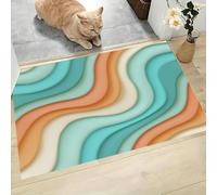 MLSOWM Felpudo Antideslizante 40x60cm - Trampa de Tierra - Felpudo Exterior e Interior Ondas De Gradiente Alfombrilla Estilo Retro para una Entrada Limpia - Fácil de Cuidar, Azul-Verde