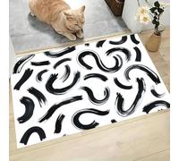 MLSOWM Felpudo Antideslizante 40x60cm - Trampa de Tierra - Felpudo Exterior e Interior Pinceladas Curvas Alfombrilla Arte Abstracto para una Entrada Limpia - Fácil de Cuidar, En Blanco Y Negro
