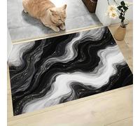 MLSOWM Felpudo Antideslizante 40x60cm - Trampa de Tierra - Felpudo Exterior e Interior Vórtice De Mármol Alfombrilla Líquido Que Fluye para una Entrada Limpia - Fácil de Cuidar, En Blanco Y Negro