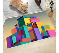 MLSOWM Felpudo Antideslizante 50x80cm - Trampa de Tierra - Felpudo Exterior e Interior Arquitectura Abstracta Alfombrilla Geometría Moderna para una Entrada Limpia - Fácil de Cuidar, Amarillo