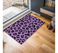 MLSOWM Felpudo Antideslizante 50x80cm - Trampa de Tierra - Felpudo Exterior e Interior Hermoso Estampado De Leopardo Alfombrilla Minimalista Moderno para una Entrada Limpia - Fácil de Cuidar, Púrpura