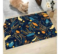 MLSOWM Felpudo Antideslizante 50x80cm - Trampa de Tierra - Felpudo Exterior e Interior Mármol Elegante Alfombrilla Pigmento Líquido Abstracto para una Entrada Limpia - Fácil de Cuidar, Azul Oscuro