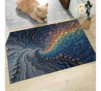 MLSOWM Felpudo Antideslizante 50x80cm - Trampa de Tierra - Felpudo Exterior e Interior Rayos De Hielo Y Fuego Alfombrilla Estilo Mosaico Abstracto para una Entrada Limpia - Fácil de Cuidar, Azul
