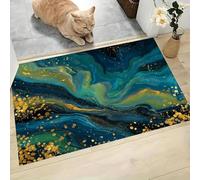 MLSOWM Felpudo Antideslizante 50x80cm - Trampa de Tierra - Felpudo Exterior e Interior Vórtice Abstracto Alfombrilla Mármol De Lujo para una Entrada Limpia - Fácil de Cuidar, Azul-Verde