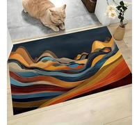 MLSOWM Felpudo Antideslizante 60x120cm - Trampa de Tierra - Felpudo Exterior e Interior Olas del Desierto Alfombrilla Estilo Medieval Moderno para una Entrada Limpia - Fácil de Cuidar, Azul Marino