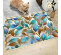 MLSOWM Felpudo Antideslizante 60x90cm - Trampa de Tierra - Felpudo Exterior e Interior Hojas De Vidrio Alfombrilla Ramas De Vid Abstractas para una Entrada Limpia - Fácil de Cuidar, Azul