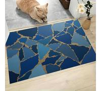 MLSOWM Felpudo Antideslizante 60x90cm - Trampa de Tierra - Felpudo Exterior e Interior Lentejuelas Geométricas Alfombrilla Estilo Acuarela para una Entrada Limpia - Fácil de Cuidar, Azul