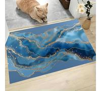 MLSOWM Felpudo Antideslizante 60x90cm - Trampa de Tierra - Felpudo Exterior e Interior Líneas Y Ondas Alfombrilla Expresionismo Abstracto para una Entrada Limpia - Fácil de Cuidar, Azul Claro
