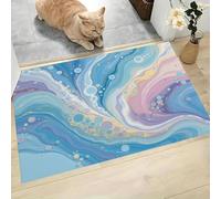 MLSOWM Felpudo Antideslizante 60x90cm - Trampa de Tierra - Felpudo Exterior e Interior Mármol Abstracto Alfombrilla Salpicaduras De Acuarela para una Entrada Limpia - Fácil de Cuidar, Azul Claro