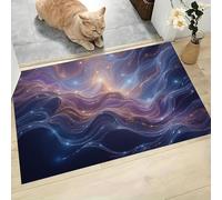 MLSOWM Felpudo Antideslizante 60x90cm - Trampa de Tierra - Felpudo Exterior e Interior Ondas Brillantes Alfombrilla Cielo Estrellado Abstracto para una Entrada Limpia - Fácil de Cuidar, Púrpura